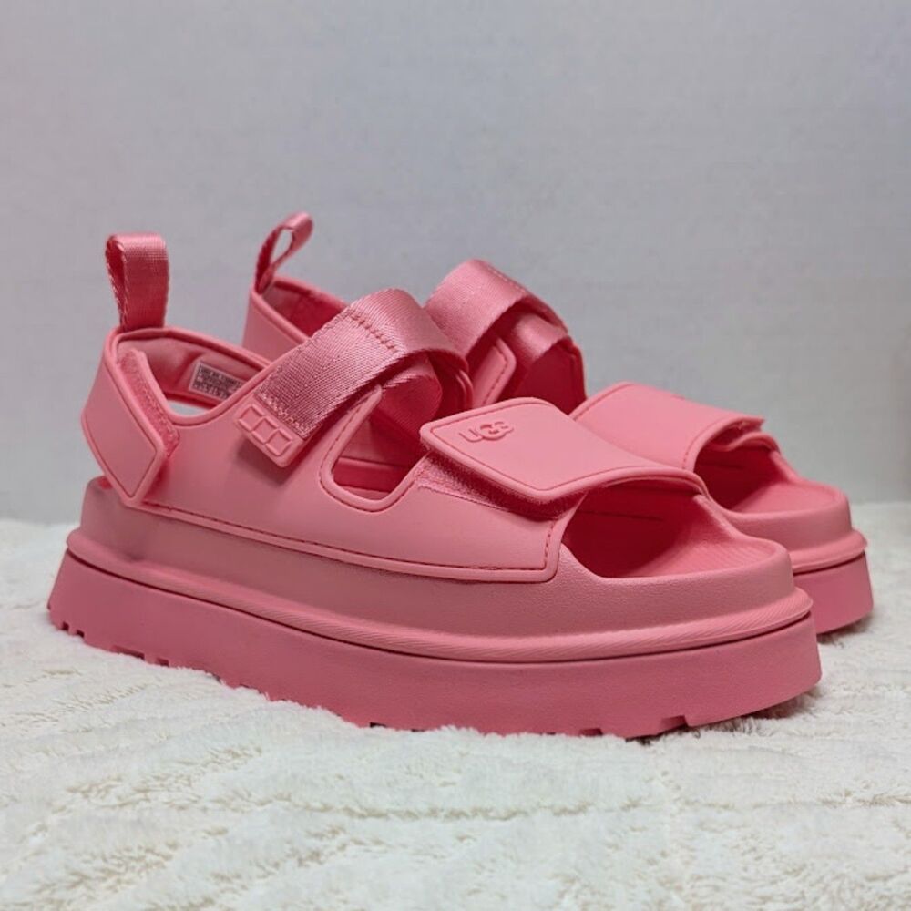 UGG GoldenGlow Tropical Pink Adjustable Slingback Platform Sandals Women's 8 NIB